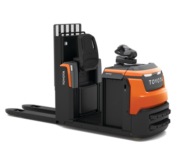 Nízkoúrovňový vychystávací vozík Toyota OSE120 se zapnutými světly