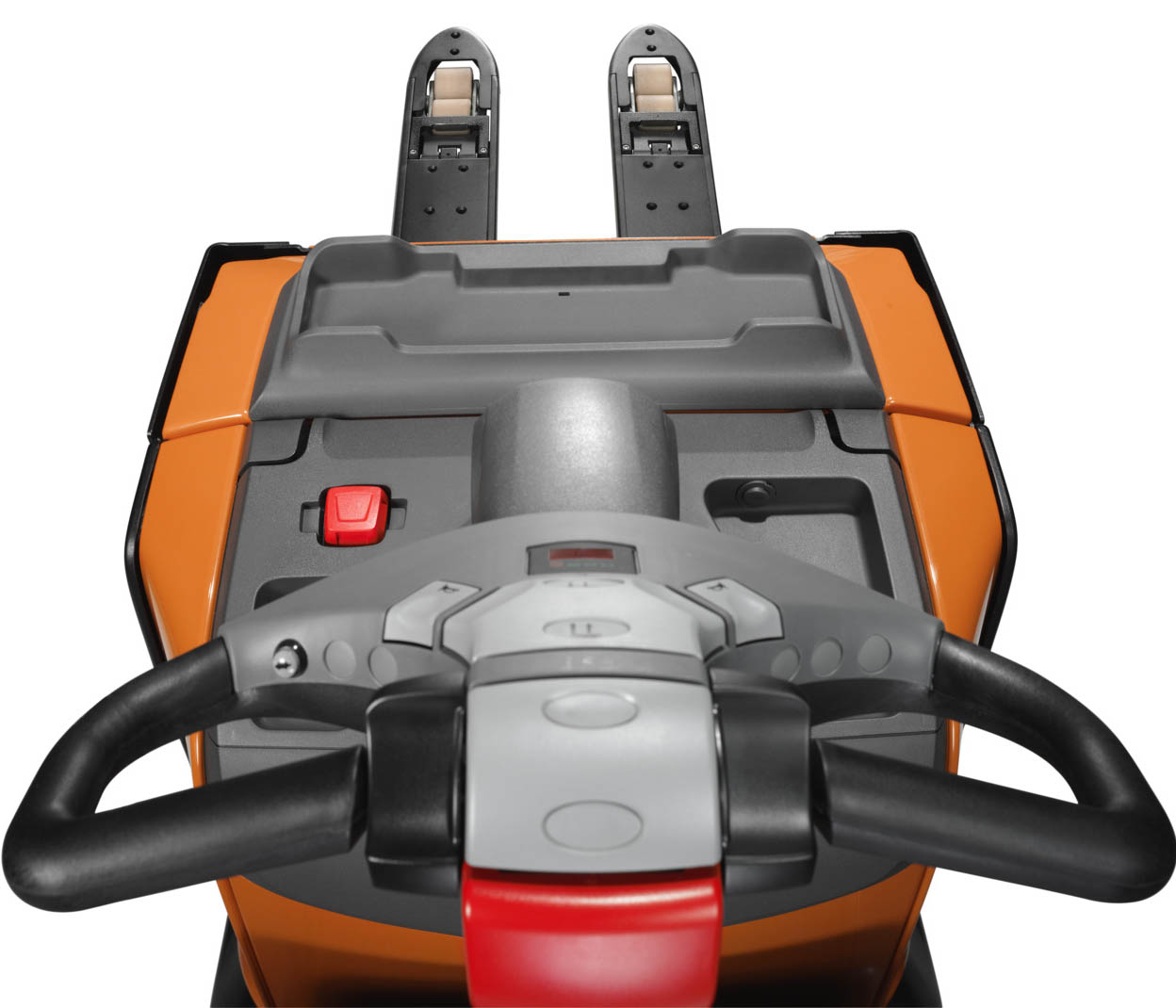 Výhled na vidlice u paletového vozíku BT Levio P-série